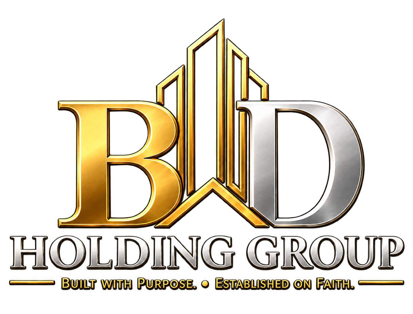 BD Holding Group logo: Built with Purpose. Established on Faith.